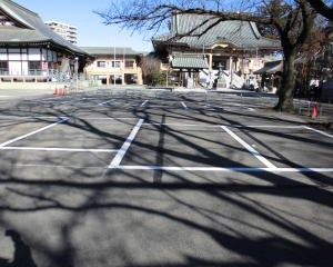 お寺・神社・葬儀場・霊園・メモリアルホールの駐車場の白線ライン工事の完了